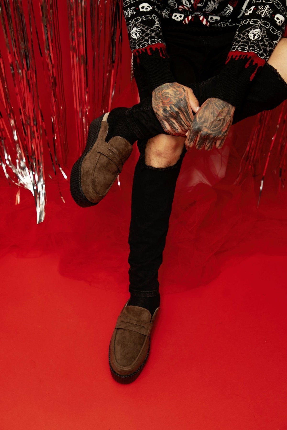 V3443 Brown Plush Lined Creeper Mule - T.U.K. Shoes