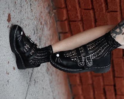 A3363L Black Leather 2-Buckle Kitty Mary Jane - T.U.K. Shoes