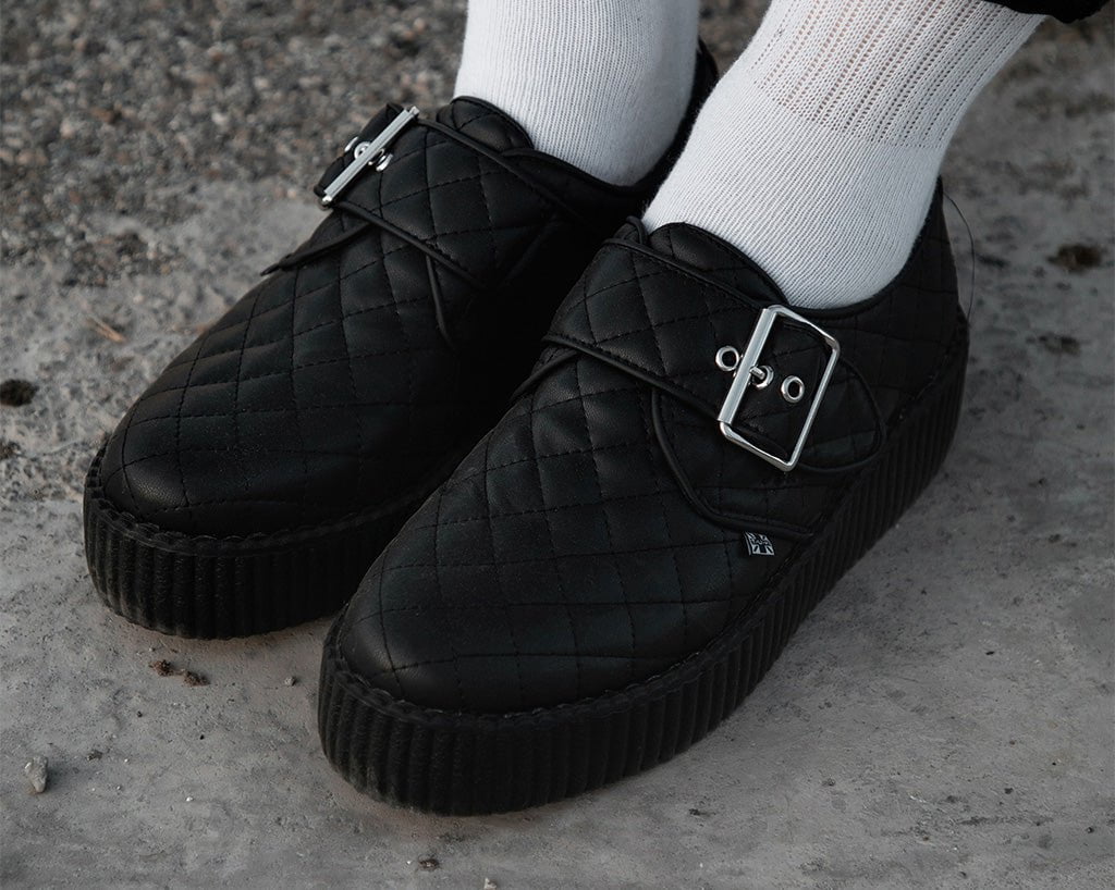 V3301 Black TUKskin Quilted Buckle Viva Mondo Creeper - T.U.K. Shoes