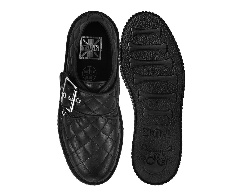 V3301 Black TUKskin Quilted Buckle Viva Mondo Creeper - T.U.K. Shoes
