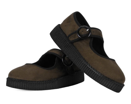 F3426L Brown Faux Suede Viva Low Mary Jane - T.U.K. Shoes