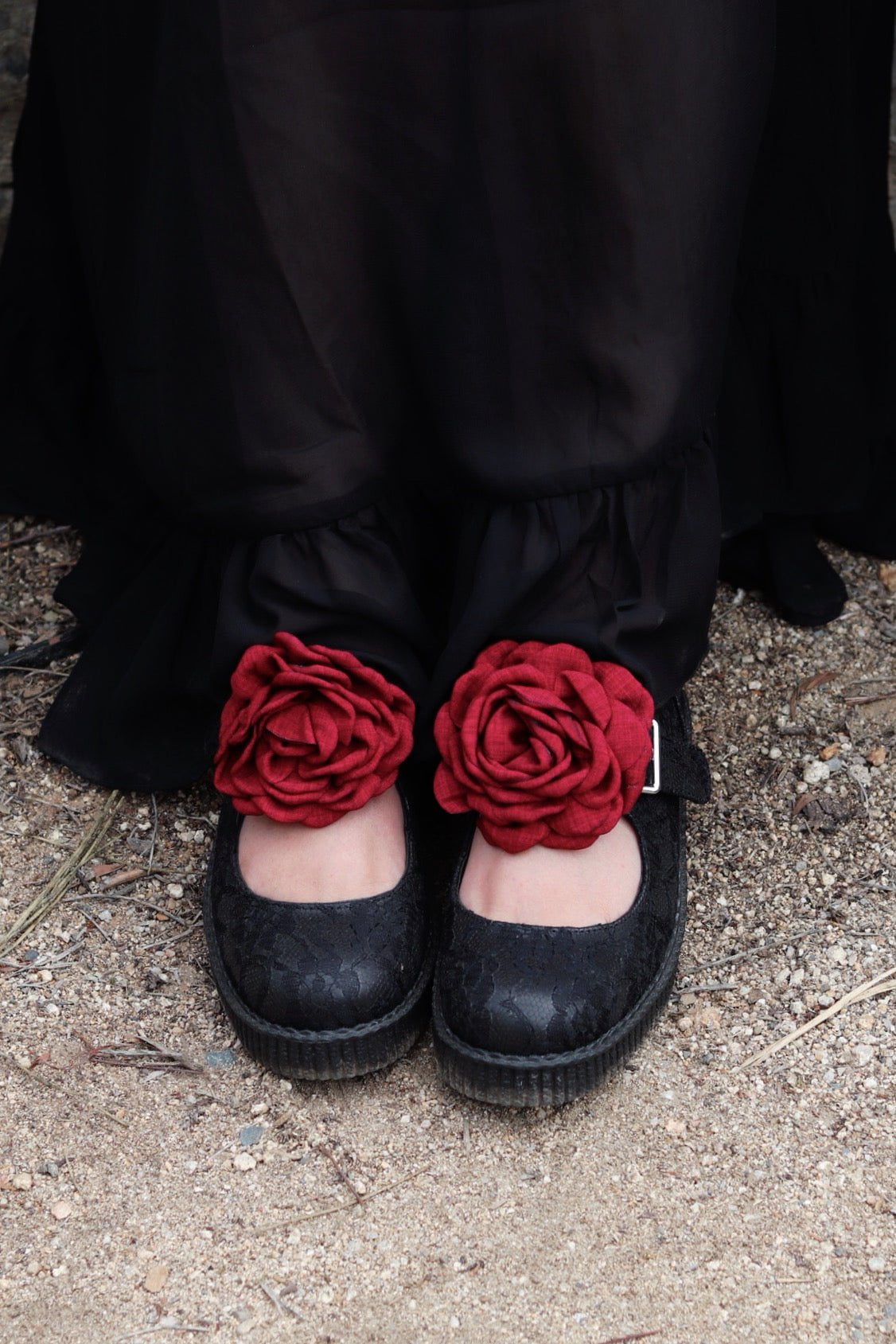 F3406L Black TUKskin Flower Lace Viva Low Mary Jane - T.U.K. Shoes