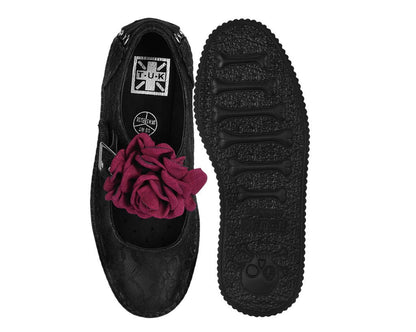 F3406L Black TUKskin Flower Lace Viva Low Mary Jane - T.U.K. Shoes