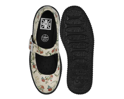 F3423L Beige Floral Viva Low Mary Jane - T.U.K. Shoes