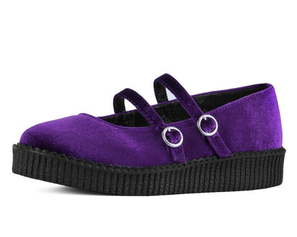 F3437L Purple Velvet 2-Strap Mary Jane - T.U.K. Shoes