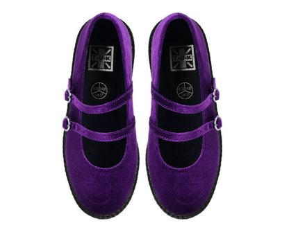 F3437L Purple Velvet 2-Strap Mary Jane - T.U.K. Shoes