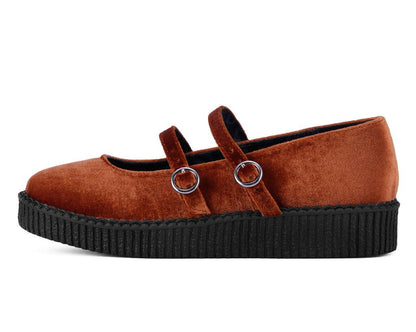 F3438L Orange Velvet 2-Strap Mary Jane - T.U.K. Shoes