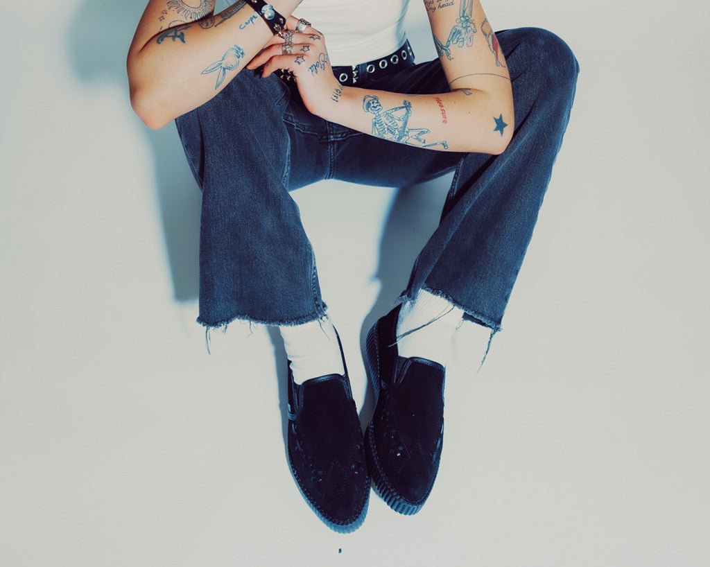 A3205 Black Slip-On Creeper - T.U.K. Shoes