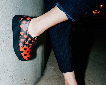 V3258 Black & Red Hearts Viva Mondo Creeper - T.U.K. Shoes