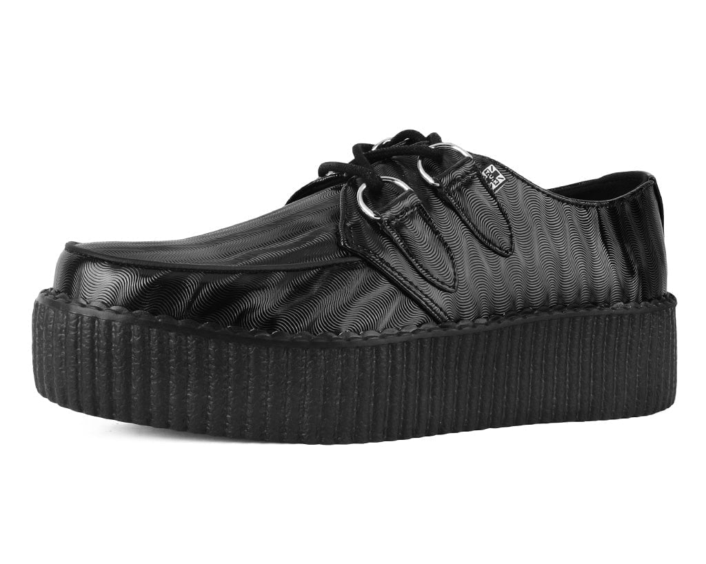 V3204 Black Wavy Patent Viva Mondo Creeper - T.U.K. Shoes
