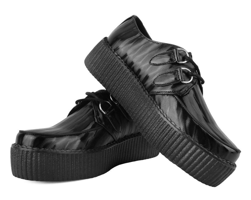 V3204 Black Wavy Patent Viva Mondo Creeper - T.U.K. Shoes