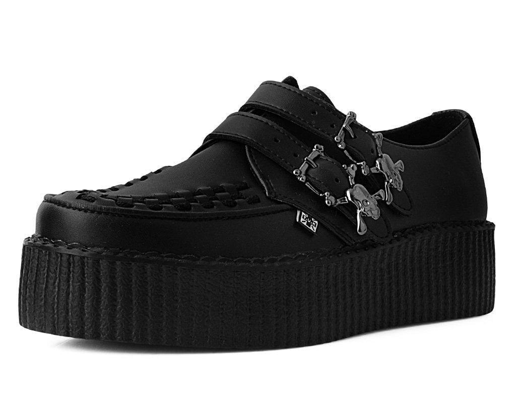 V9743 Black TUKskin™ 2-Buckle Skull Creeper - T.U.K. Shoes
