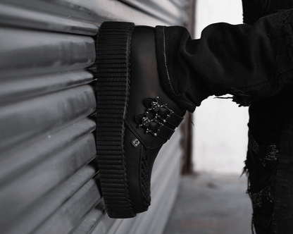 V9743 Black TUKskin™ 2-Buckle Skull Creeper - T.U.K. Shoes