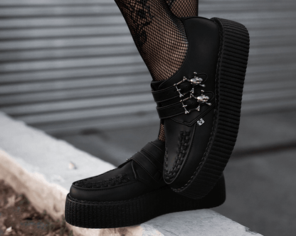 V9743 Black TUKskin™ 2-Buckle Skull Creeper - T.U.K. Shoes