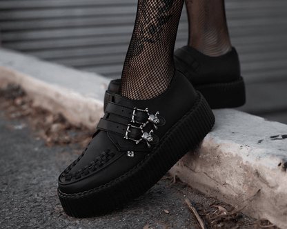 V9743 Black TUKskin™ 2-Buckle Skull Creeper - T.U.K. Shoes