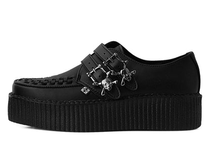 V9743 Black TUKskin™ 2-Buckle Skull Creeper - T.U.K. Shoes