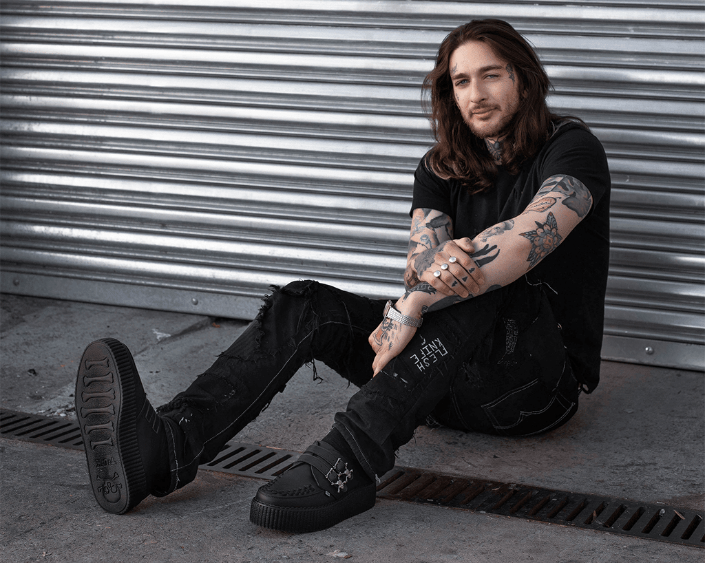 V9743 Black TUKskin™ 2-Buckle Skull Creeper - T.U.K. Shoes
