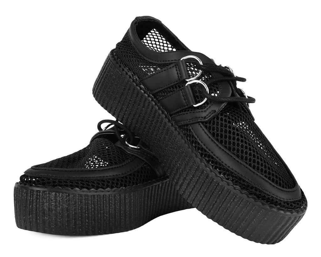 V3272 Black Fishnet Viva Mondo Creeper - T.U.K. Shoes