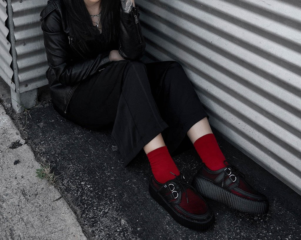 V3272 Black Fishnet Viva Mondo Creeper - T.U.K. Shoes