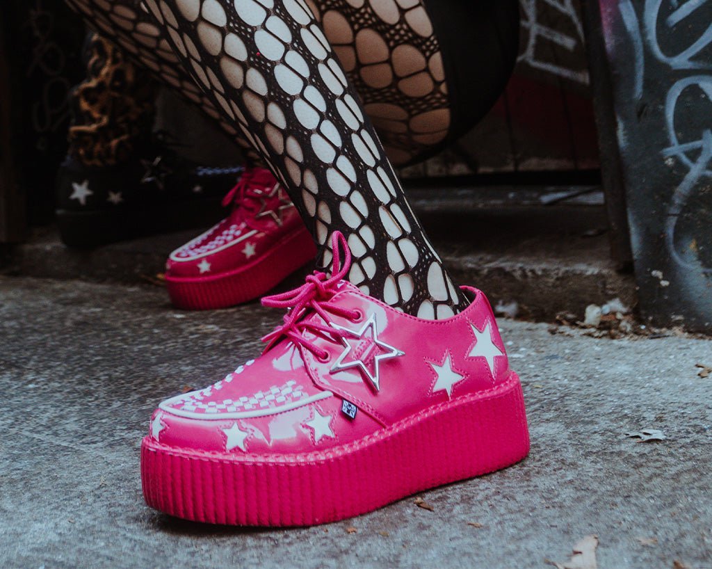 V3265 Pink & White Star Viva Mondo Creeper - T.U.K. Shoes