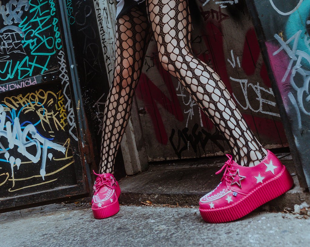 V3265 Pink & White Star Viva Mondo Creeper - T.U.K. Shoes