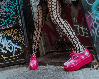 V3265 Pink & White Star Viva Mondo Creeper - T.U.K. Shoes