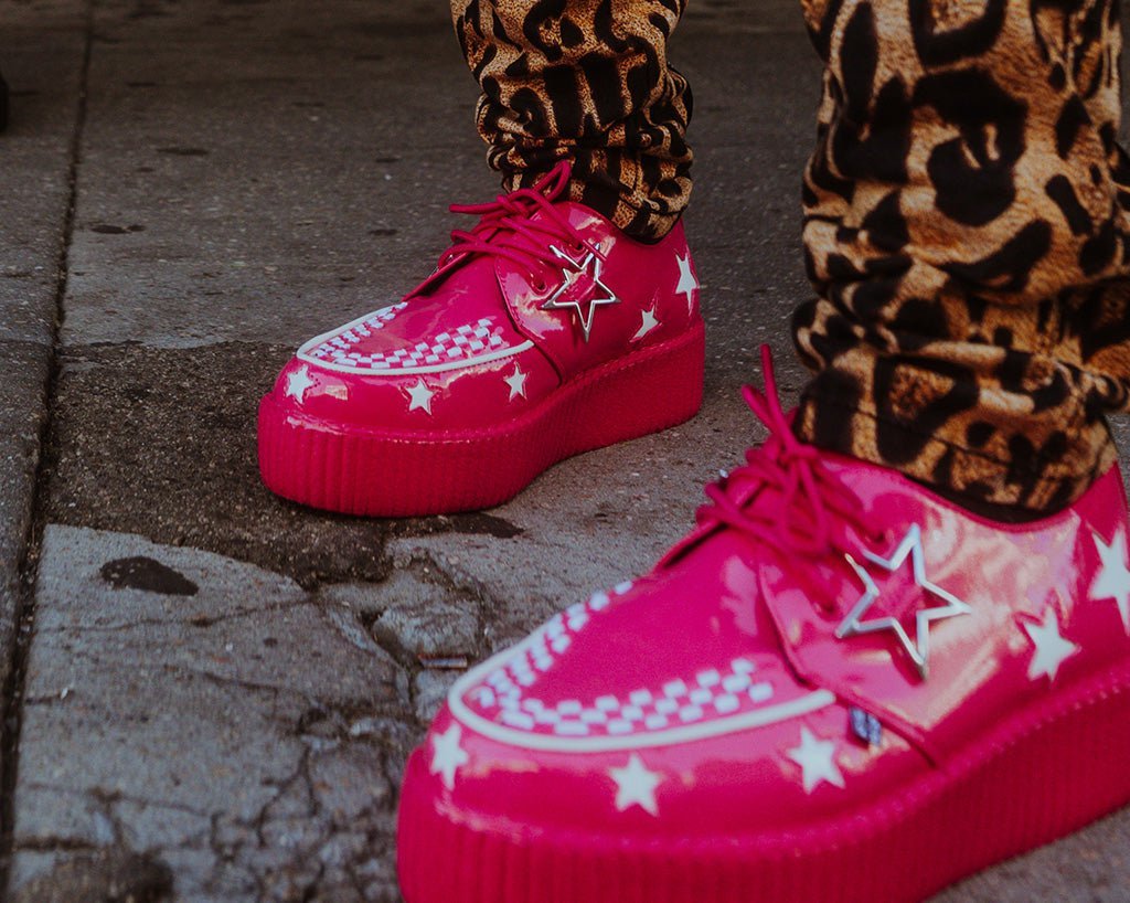V3265 Pink & White Star Viva Mondo Creeper - T.U.K. Shoes