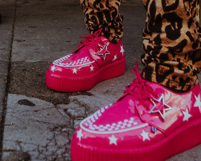 V3265 Pink & White Star Viva Mondo Creeper - T.U.K. Shoes