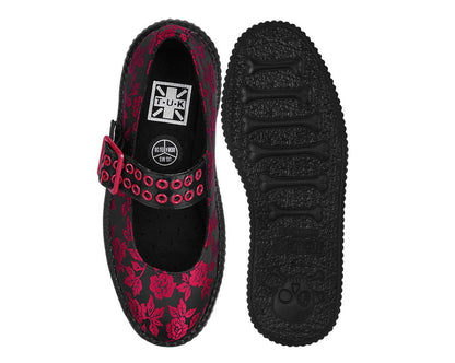 V3407L Black & Red Silk Flower Mondo Mary Jane - T.U.K. Shoes