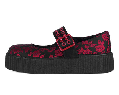 V3407L Black & Red Silk Flower Mondo Mary Jane - T.U.K. Shoes