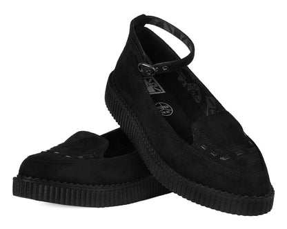 A3418L Black Pointed Interlace Ballet Strap Creeper - T.U.K. Shoes