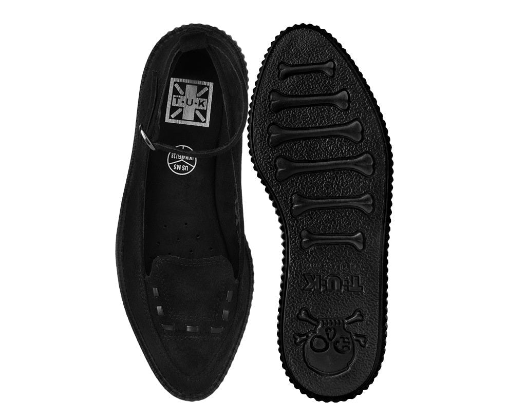 A3418L Black Pointed Interlace Ballet Strap Creeper - T.U.K. Shoes