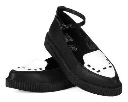A3419L Black & White Interlace Ballet Strap Creeper - T.U.K. Shoes
