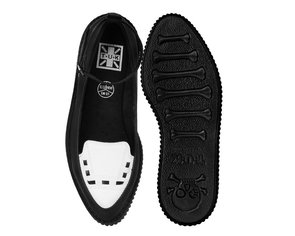 A3419L Black & White Interlace Ballet Strap Creeper - T.U.K. Shoes