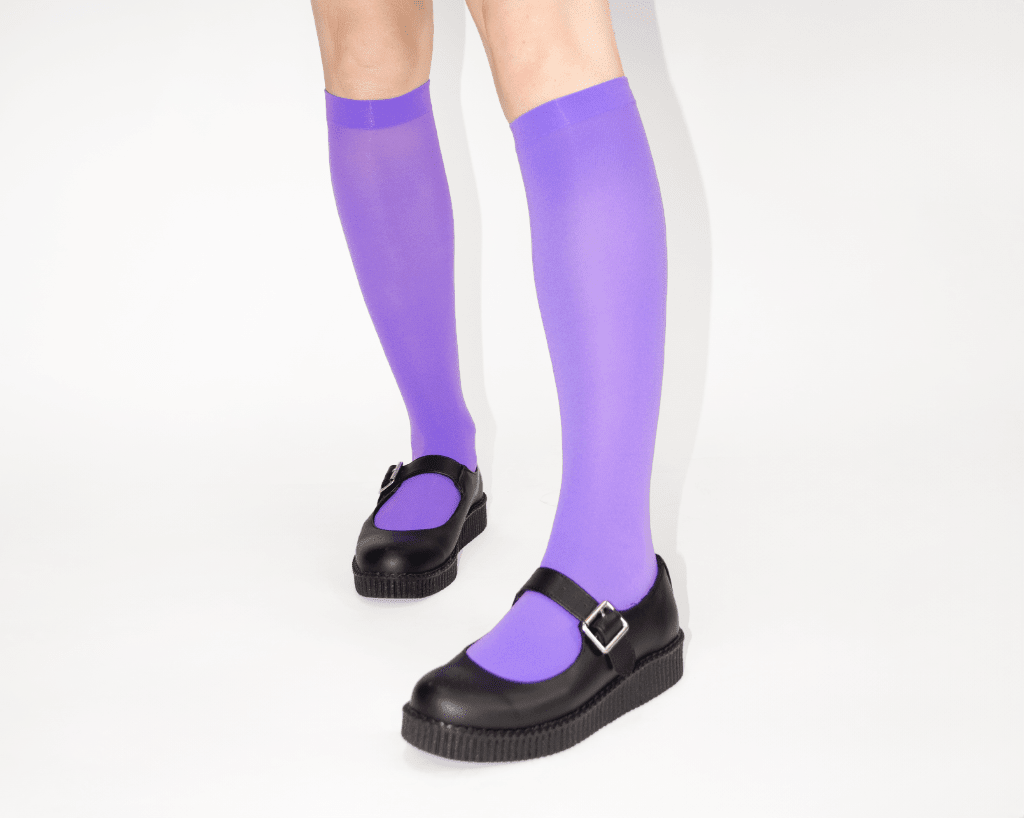 TSK1166 Purple Knee-High Nylon Mesh Sock TSK1166-OS - T.U.K. Shoes