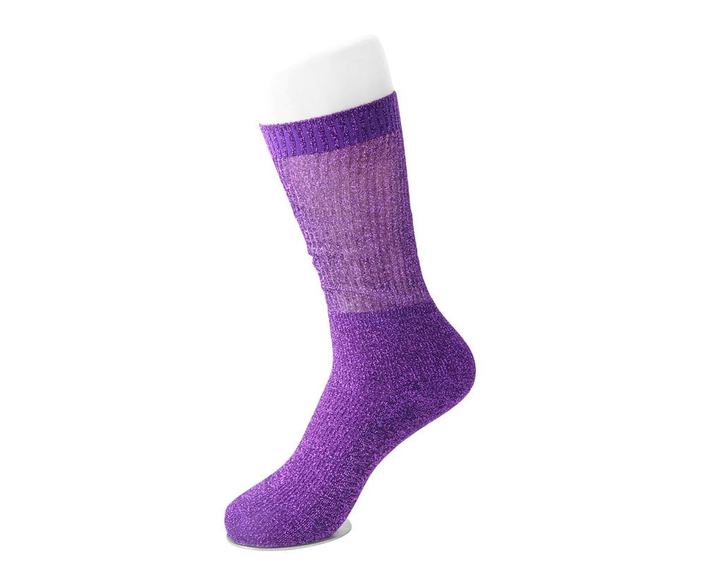 TSK1128 Purple Ribbed Glitter Sock TSK1128-OS - T.U.K. Shoes