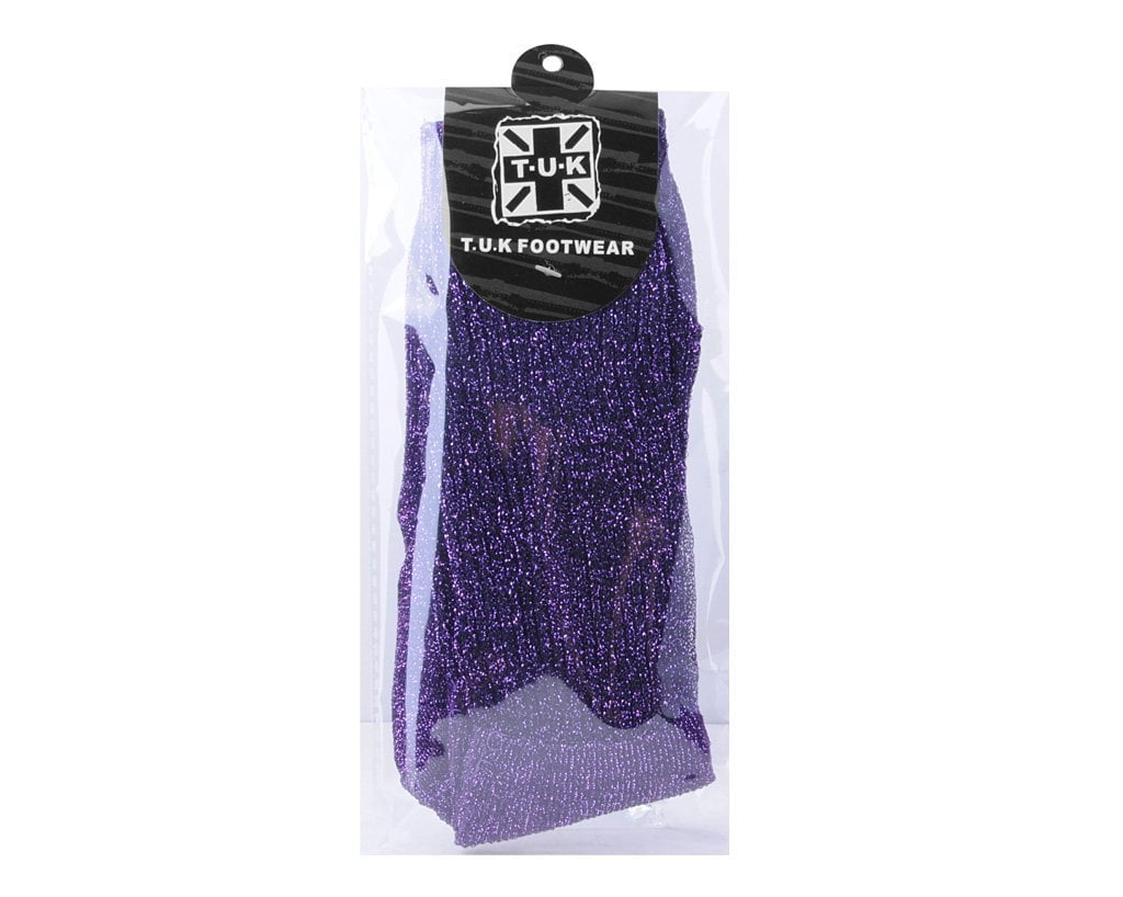 TSK1128 Purple Ribbed Glitter Sock TSK1128-OS - T.U.K. Shoes