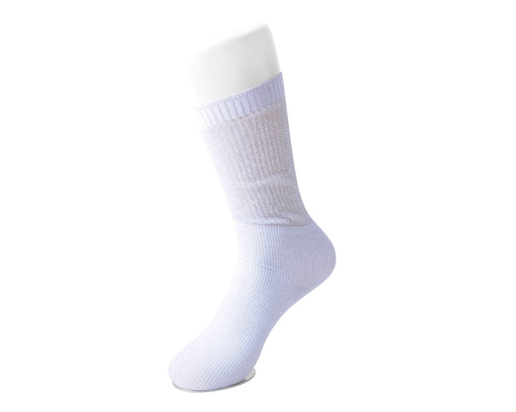 TSK1132 Silver Ribbed Glitter Sock TSK1132-OS - T.U.K. Shoes