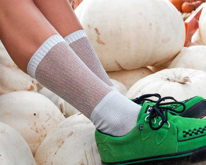 TSK1132 Silver Ribbed Glitter Sock TSK1132-OS - T.U.K. Shoes