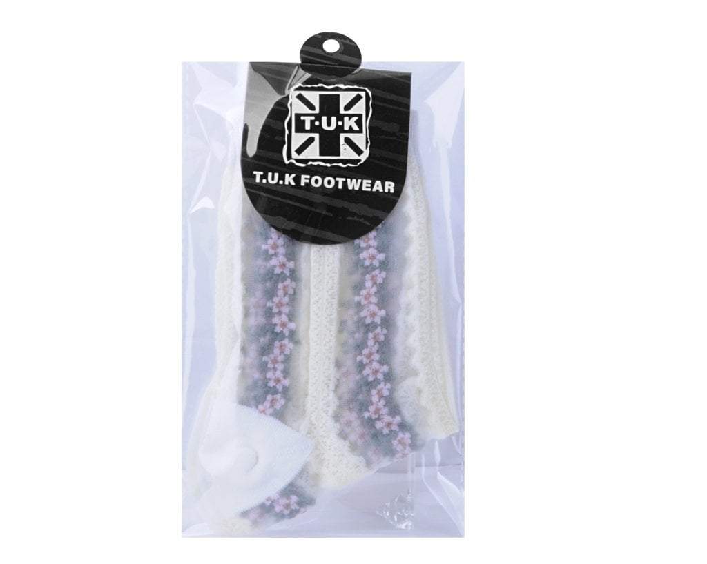 TSK1078 White Stripe Floral Sheer Sock TSK1078-OS - T.U.K. Shoes