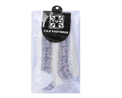 TSK1078 White Stripe Floral Sheer Sock TSK1078-OS - T.U.K. Shoes