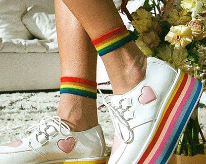 TSK1041 White Sheer Rainbow Sock TSK1041-OS - T.U.K. Shoes