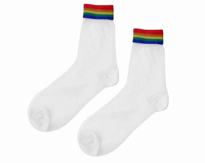TSK1041 White Sheer Rainbow Sock TSK1041-OS - T.U.K. Shoes