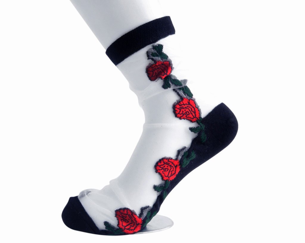 TSK1001 Red Rose Sheer Sock TSK1001-OS - T.U.K. Shoes