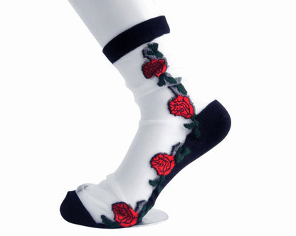 TSK1001 Red Rose Sheer Sock TSK1001-OS - T.U.K. Shoes