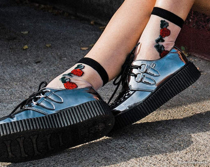 TSK1001 Red Rose Sheer Sock TSK1001-OS - T.U.K. Shoes