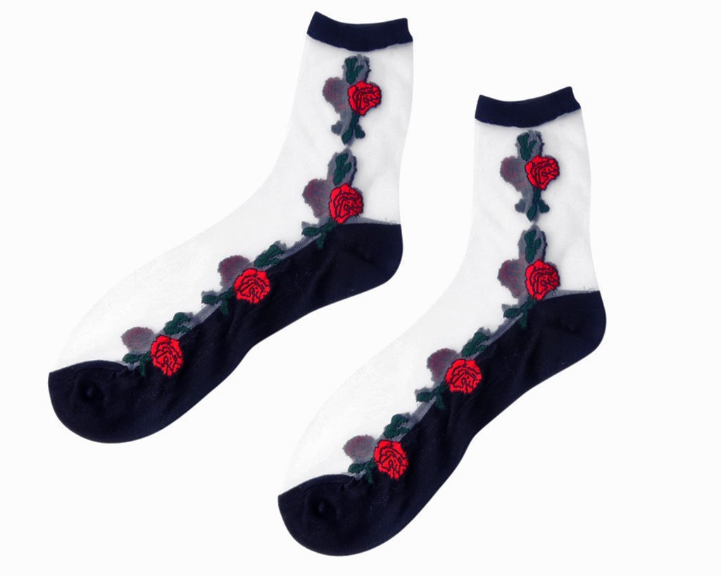 TSK1001 Red Rose Sheer Sock TSK1001-OS - T.U.K. Shoes