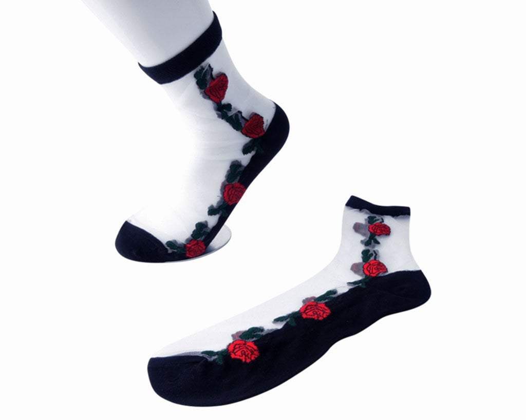 TSK1001 Red Rose Sheer Sock TSK1001-OS - T.U.K. Shoes