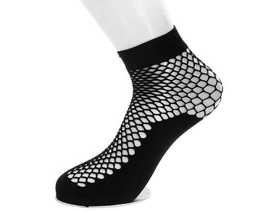 TSK1039 Black Fishnet Footie Crew Sock TSK1039-OS - T.U.K. Shoes