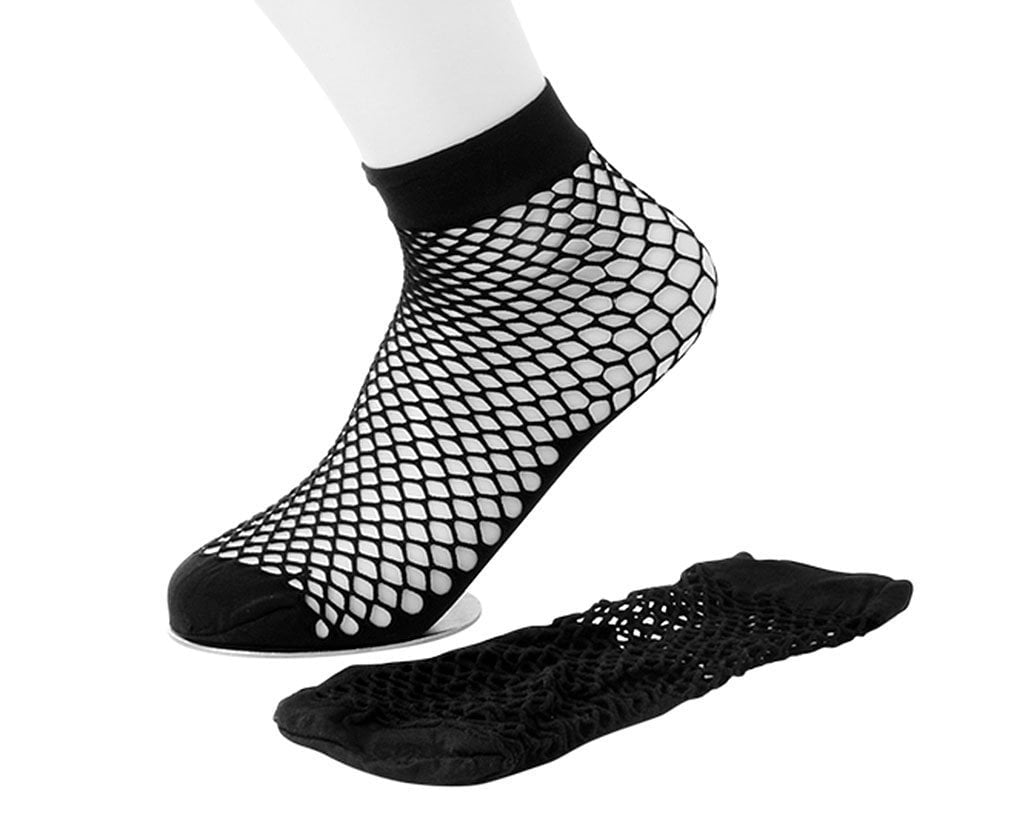 TSK1039 Black Fishnet Footie Crew Sock TSK1039-OS - T.U.K. Shoes